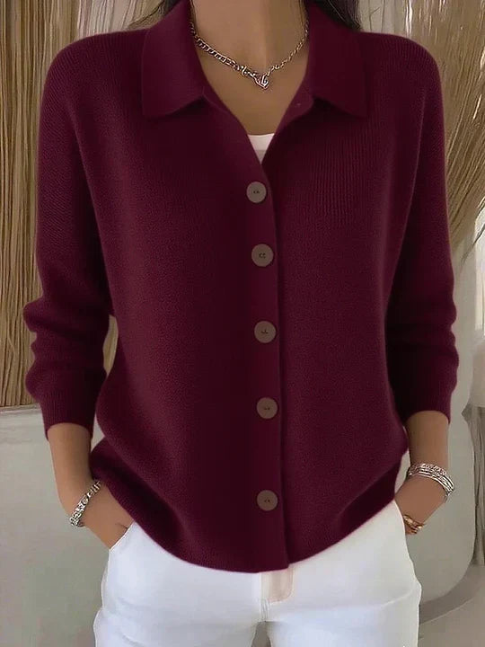 Josephine™ | Sweter z kołnierzem i zapięciem na guziki z przodu