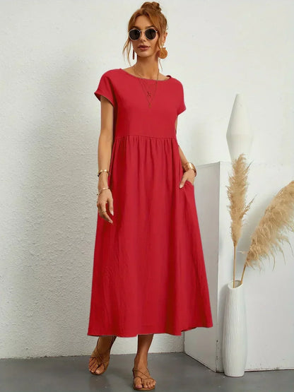 Gabrielle™ — Elegancka, midi sukienka o swobodnym kroju