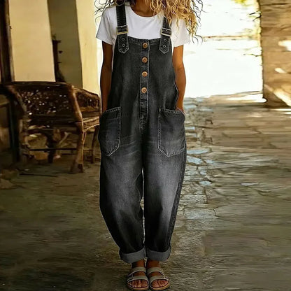 Kombinezon Mae | Vintage z miękkiego bawełnianego denimu z regulowanymi ramiączkami