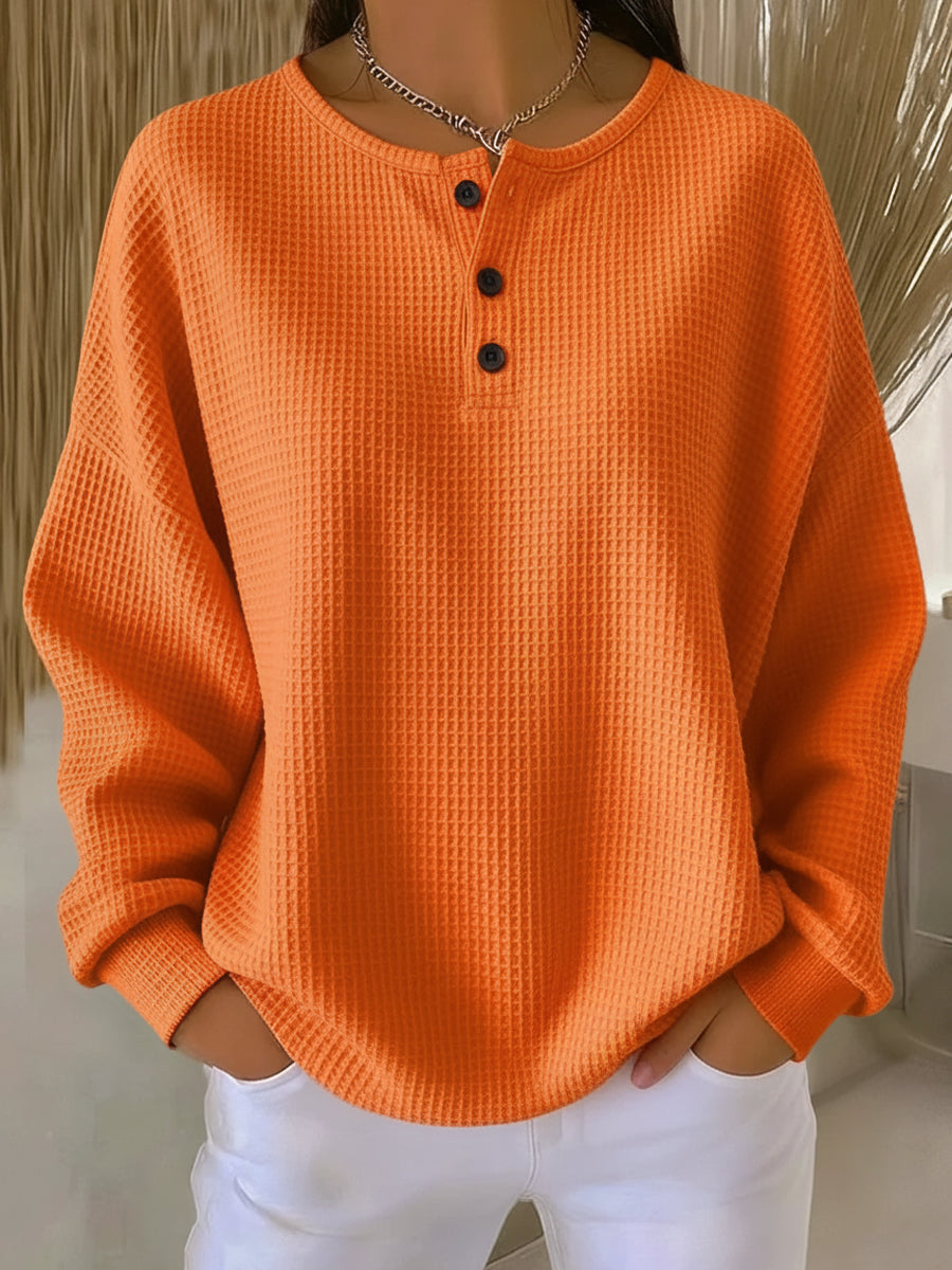 Mirabel™ | Przytulna bluza typu henley z wzorem waflowym