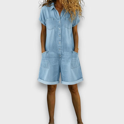 Spodnie ogrodniczki z bawełny w stylu jeansowym Joan | Vintage